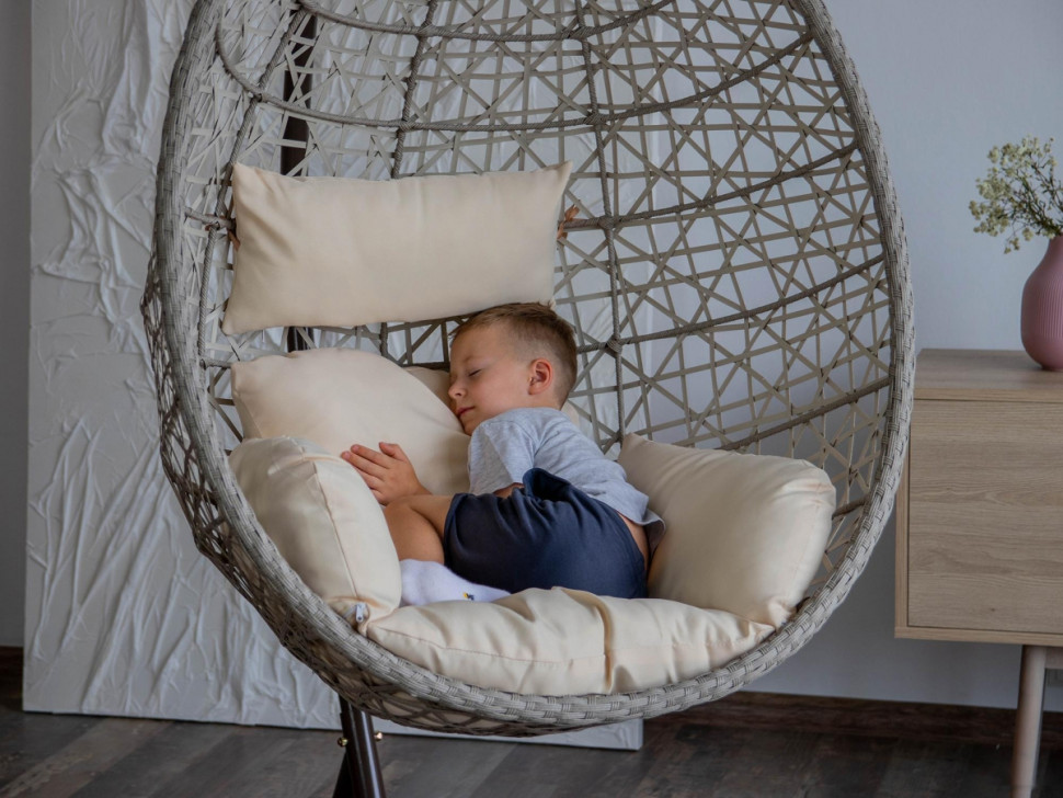 Подвесное кресло LoftyHome Miracle 1919 (grey line/milk) Подвесное кресло LoftyHome Miracle 1919 (grey line/milk)