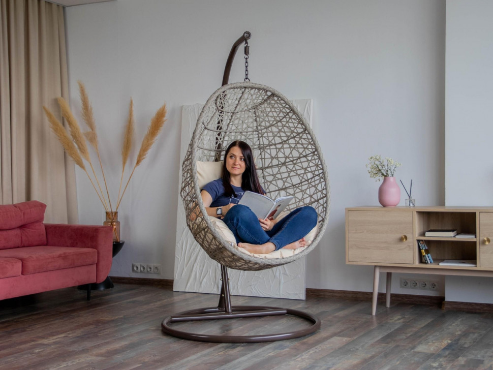 Подвесное кресло LoftyHome Miracle 1919 (grey line/milk) Подвесное кресло LoftyHome Miracle 1919 (grey line/milk)