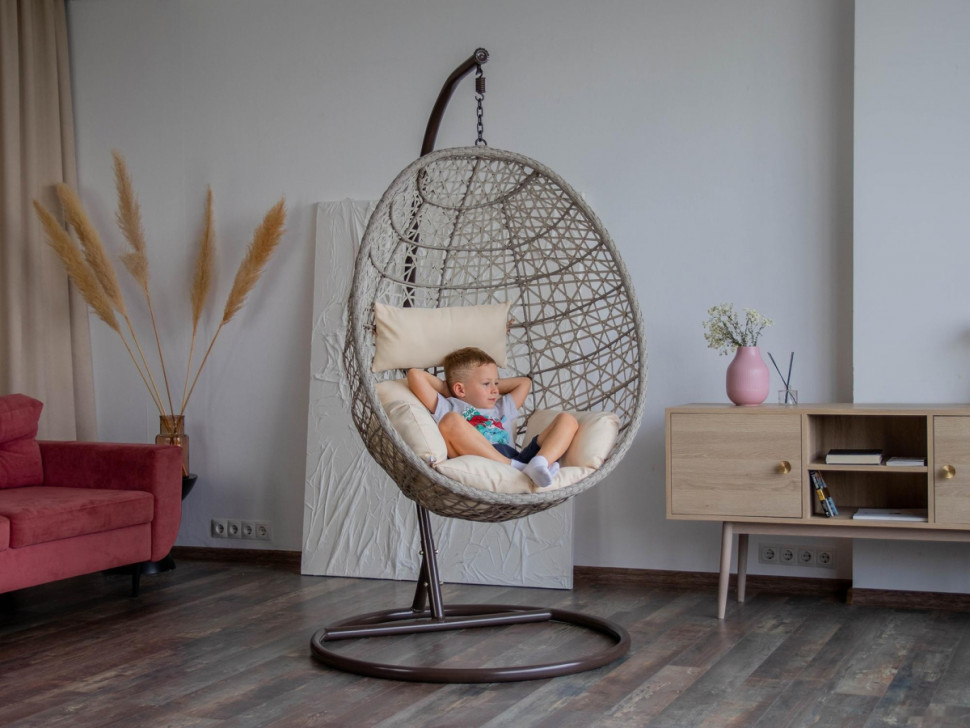 Подвесное кресло LoftyHome Miracle 1919 (grey line/milk) Подвесное кресло LoftyHome Miracle 1919 (grey line/milk)