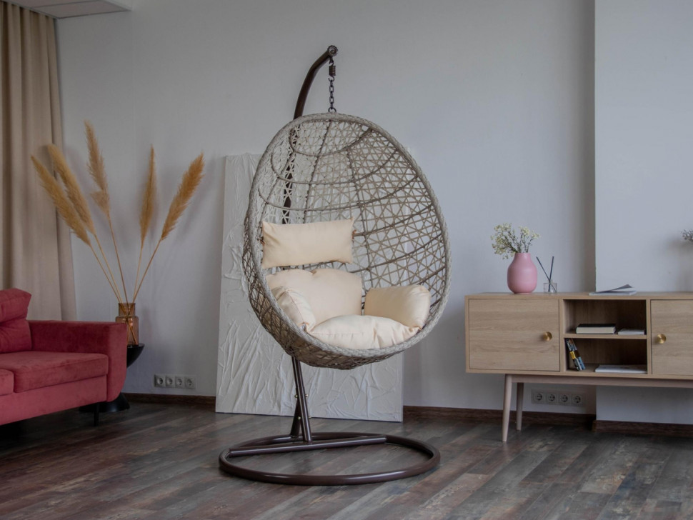 Подвесное кресло LoftyHome Miracle 1919 (grey line/milk) Подвесное кресло LoftyHome Miracle 1919 (grey line/milk)