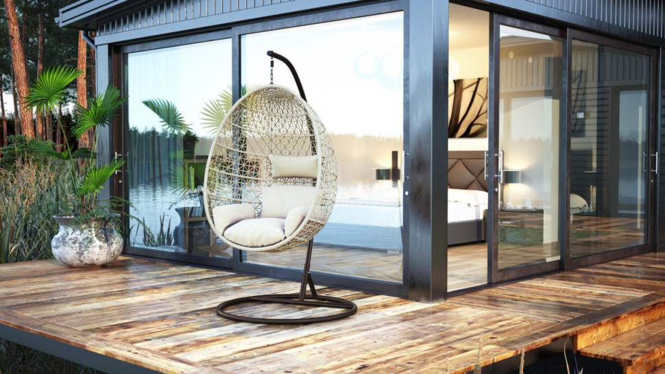 Подвесное кресло LoftyHome Miracle 1919 (grey line/milk) Подвесное кресло LoftyHome Miracle 1919 (grey line/milk)