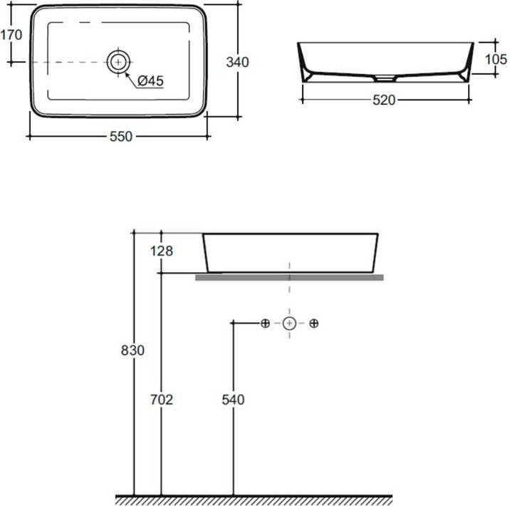 Умывальник Керамин Плаза 55 ФС (белый фаянс) Умывальник Керамин Плаза 55 ФС (белый фаянс)