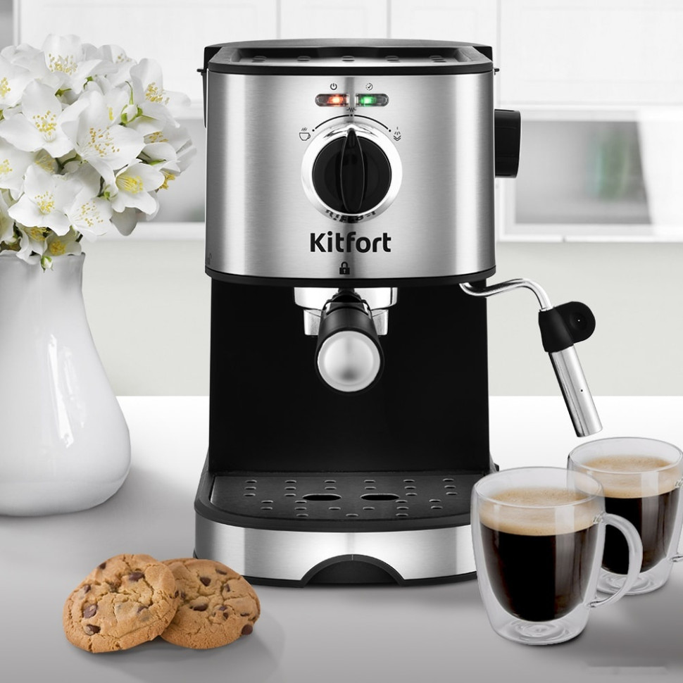 Рожковая помповая кофеварка Kitfort KT-753 Рожковая помповая кофеварка Kitfort KT-753
