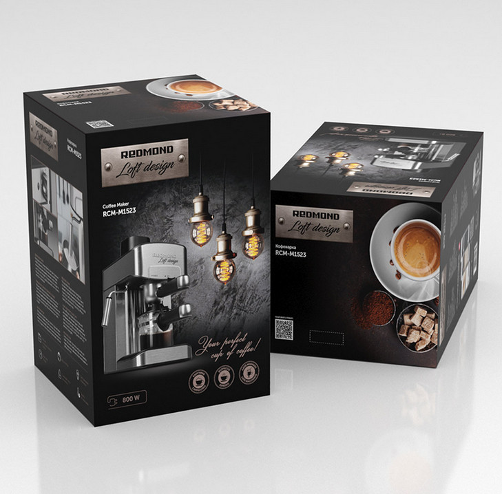 Рожковая бойлерная кофеварка Redmond RCM-M1523 Рожковая бойлерная кофеварка Redmond RCM-M1523
