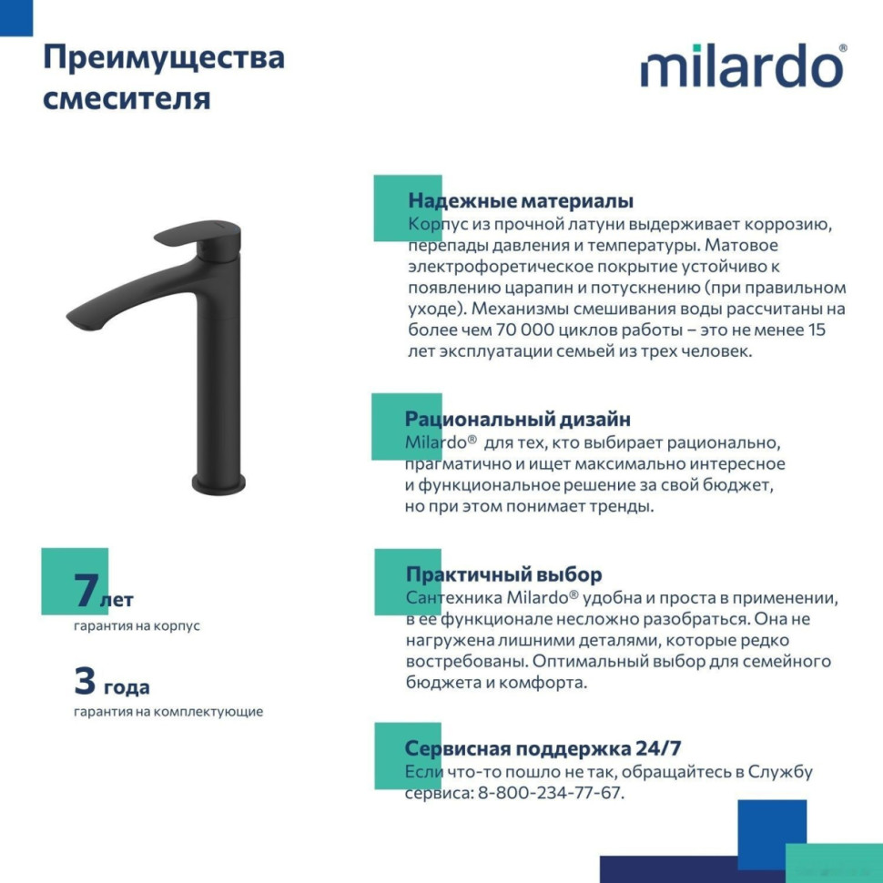 Смеситель Milardo Rora RORBL01M01