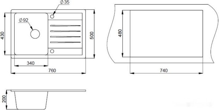 Кухонная мойка Granula 7602 (черный)