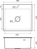 Кухонная мойка GranFest Metal нержавеющая сталь AISI 304 PVD GF-5045 Графит (с сифоном)