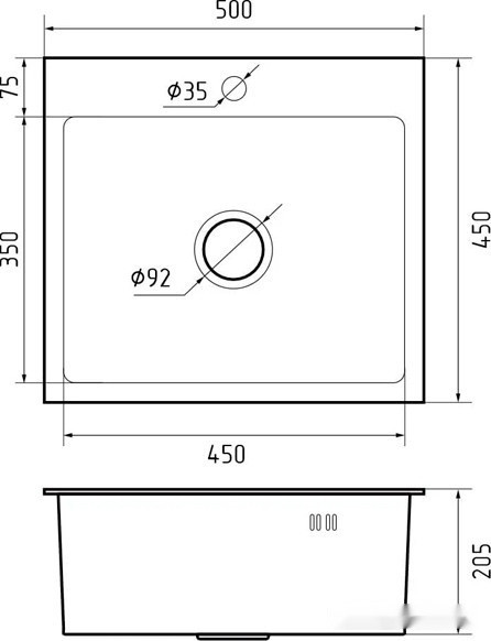 Кухонная мойка GranFest Metal нержавеющая сталь AISI 304 PVD GF-5045 Графит (с сифоном) Кухонная мойка GranFest Metal нержавеющая сталь AISI 304 PVD GF-5045 Графит (с сифоном)