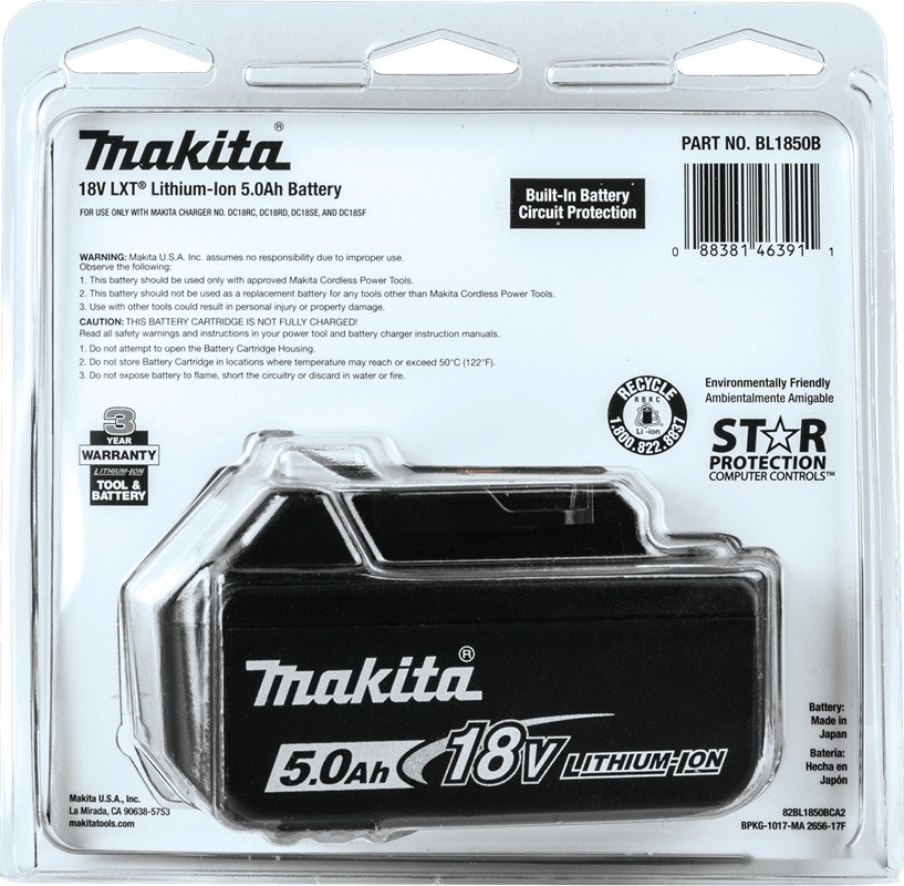 Аккумулятор для инструмента Makita BL1850B (18В/5 Ah)