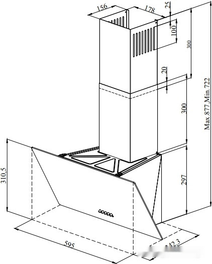 Вытяжка ZorG Technology Arstaa C 60 (черный/нержавеющая сталь, 650 куб. м/ч)