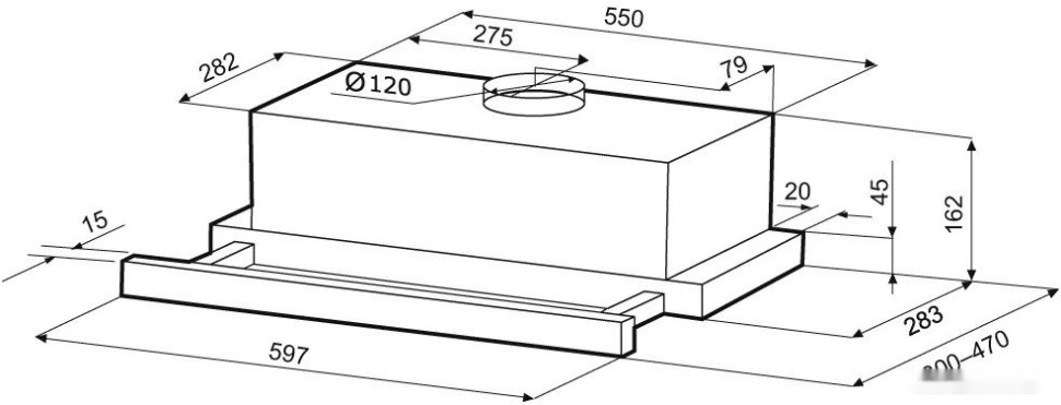 Вытяжка Krona Kamilla T 600 2 мотора (черный)
