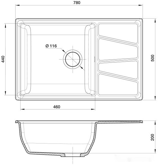 Кухонная мойка GranFest GF-V-780L (графит) Кухонная мойка GranFest GF-V-780L (графит)