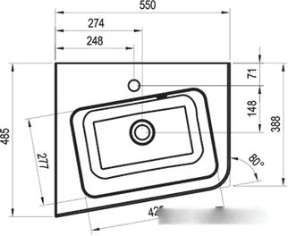 Умывальник Ravak 10° 550 L 55x48 [XJIL1155000]