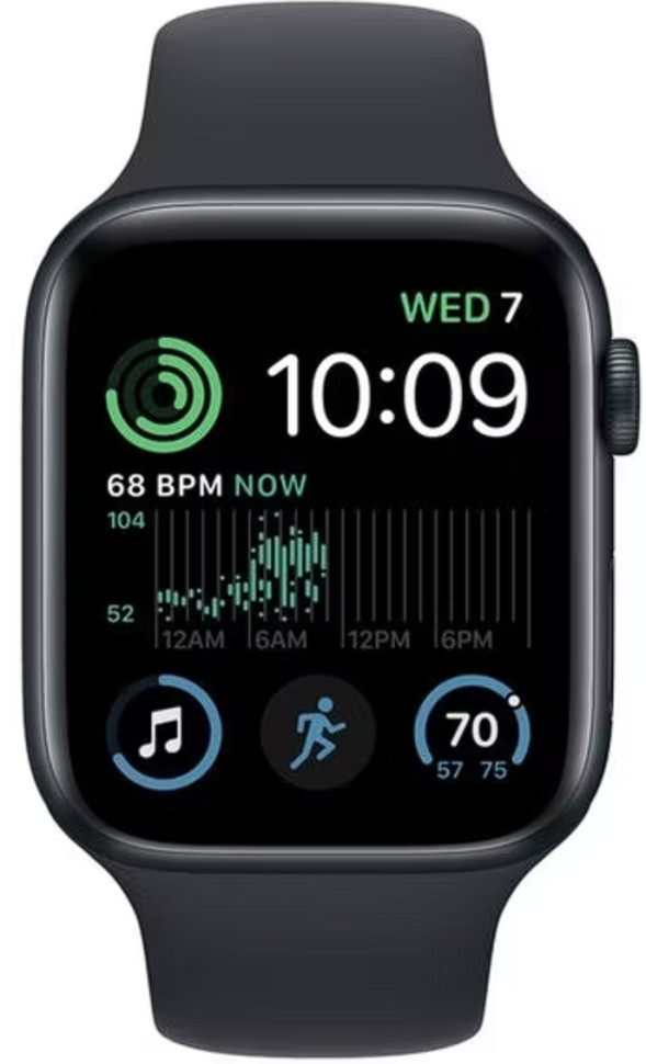 Умные часы Apple Watch SE 2 44 мм (алюминиевый корпус, полуночный/полуночный, спортивный силиконовый ремешок S/M) Умные часы Apple Watch SE 2 44 мм (алюминиевый корпус, полуночный/полуночный, спортивный силиконовый ремешок S/M)