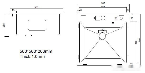 Кухонная мойка ARFEKA ECO AR 500*500 SATIN DECOR