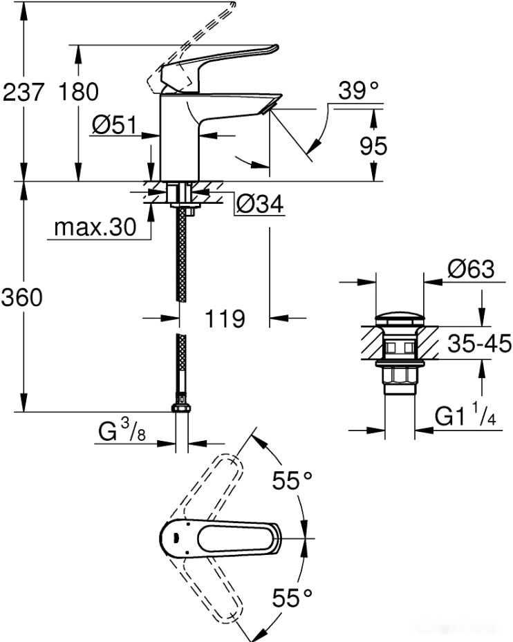 Смеситель Grohe Eurosmart 23980003 Смеситель Grohe Eurosmart 23980003