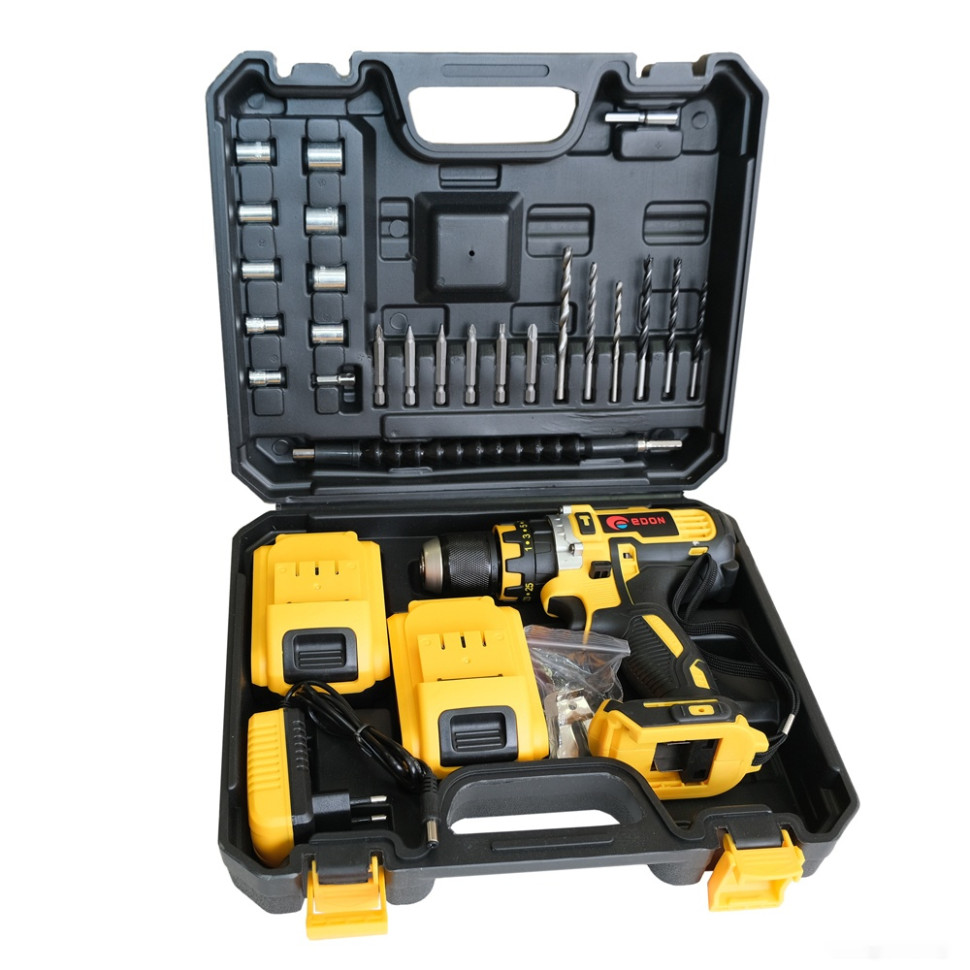 Дрель-шуруповерт Edon AD-18 1002010507 (с 2-мя АКБ, кейс, набор оснастки) Дрель-шуруповерт Edon AD-18 1002010507 (с 2-мя АКБ, кейс, набор оснастки)