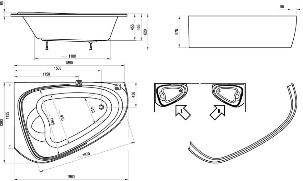 Экран для ванной Ravak LoveStory II L Экран для ванной Ravak LoveStory II L