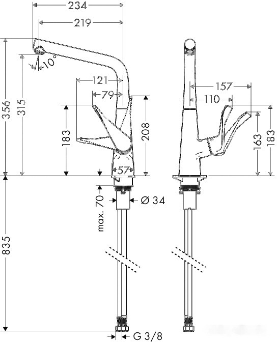 Смеситель Hansgrohe Metris 14822800
