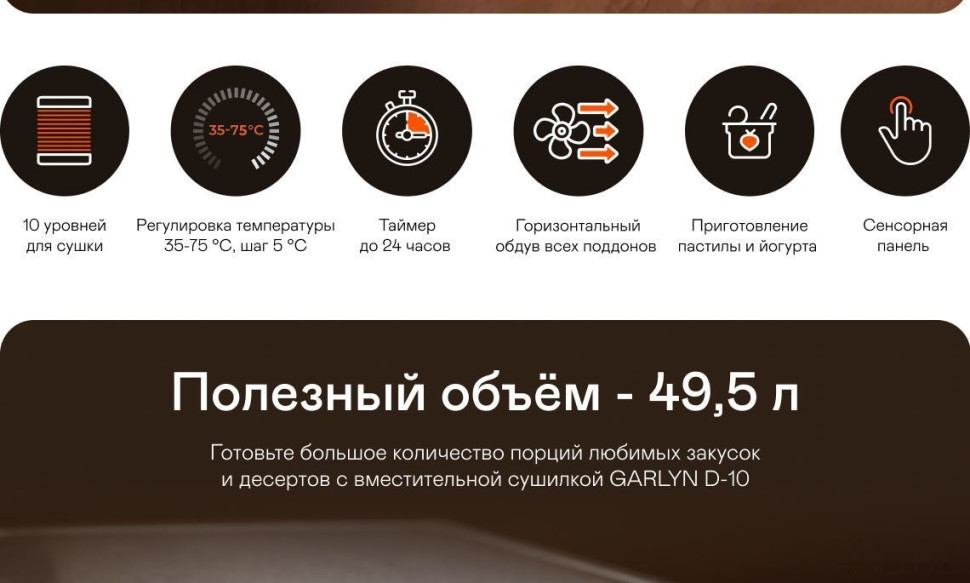 Сушилка для овощей и фруктов Garlyn D-10