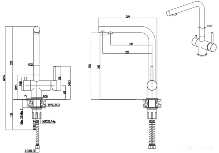 Смеситель Zorg Matto (белый камень)