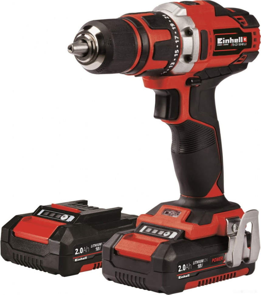 Дрель-шуруповерт Einhell TE-CD 18/40 Li 4513910 (с 2-мя АКБ, кейс) Дрель-шуруповерт Einhell TE-CD 18/40 Li 4513910 (с 2-мя АКБ, кейс)