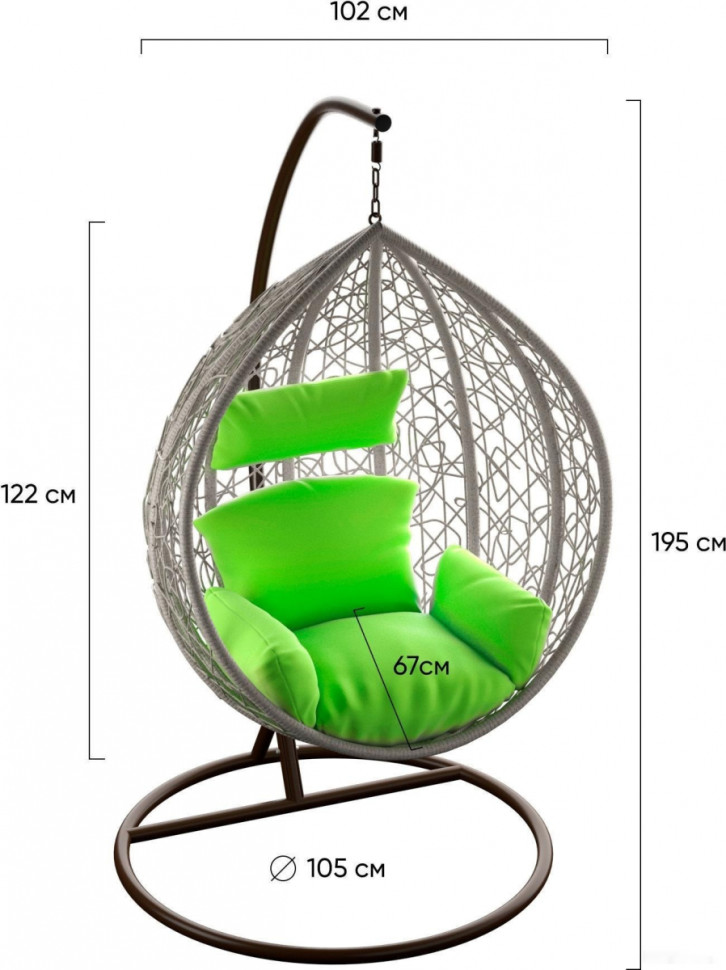 Подвесное кресло LoftyHome Noni 1147 (grey spots/green) Подвесное кресло LoftyHome Noni 1147 (grey spots/green)