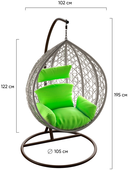 Подвесное кресло LoftyHome Noni 1147 (grey spots/green) Подвесное кресло LoftyHome Noni 1147 (grey spots/green)
