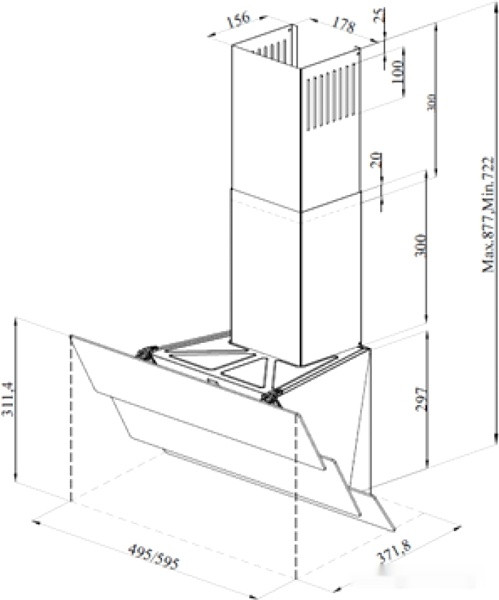 Вытяжка ZorG Technology Arstaa S 60 (черный, 650 куб. м/ч)