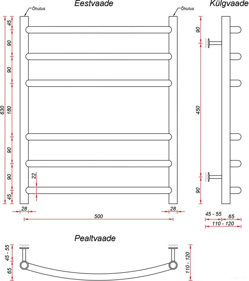 Полотенцесушитель Fincopper FCB 63х50 (черный)
