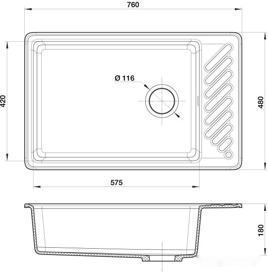 Кухонная мойка GranFest QUARZ GF-ZL51 (белый)