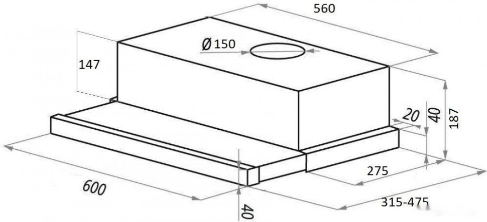 Вытяжка Ciarko Single 60 (белый) Вытяжка Ciarko Single 60 (белый)