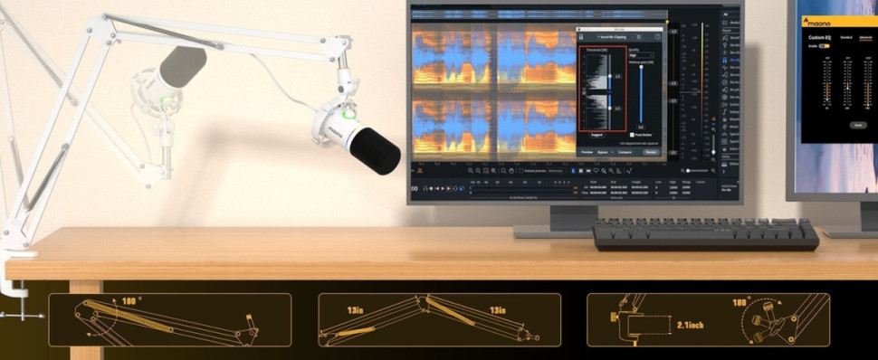 Проводной микрофон Maono PD200XS (белый)
