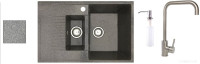 Кухонная мойка БелЭворс Forma R + смеситель W4998-4 + дозатор L405-1 (серый)