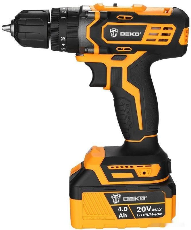 Ударная дрель-шуруповерт Deko DKCD20 Impact 063-4420 (с 2-мя АКБ, кейс) Ударная дрель-шуруповерт Deko DKCD20 Impact 063-4420 (с 2-мя АКБ, кейс)