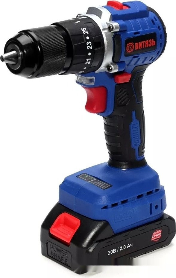 Ударная дрель-шуруповерт Витязь ДА-1020-У13М 18012027 (с 2-мя АКБ, кейс, набор оснастки)