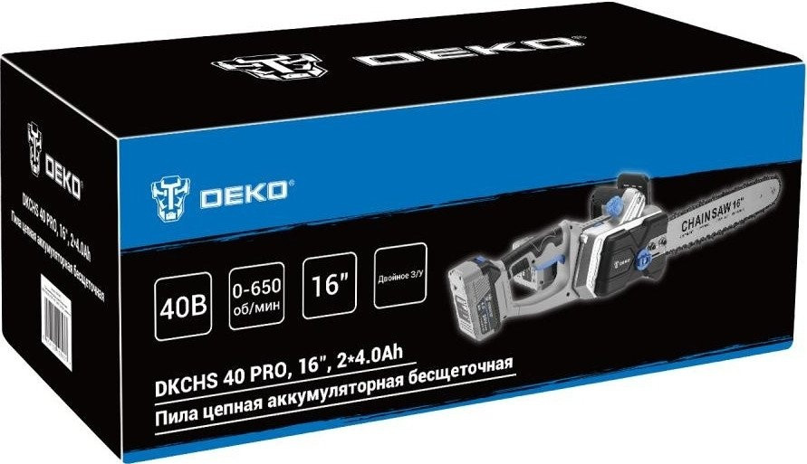 Аккумуляторная пила Deko DKCHS 40 PRO 083-2002 (с 2-мя АКБ) Аккумуляторная пила Deko DKCHS 40 PRO 083-2002 (с 2-мя АКБ)