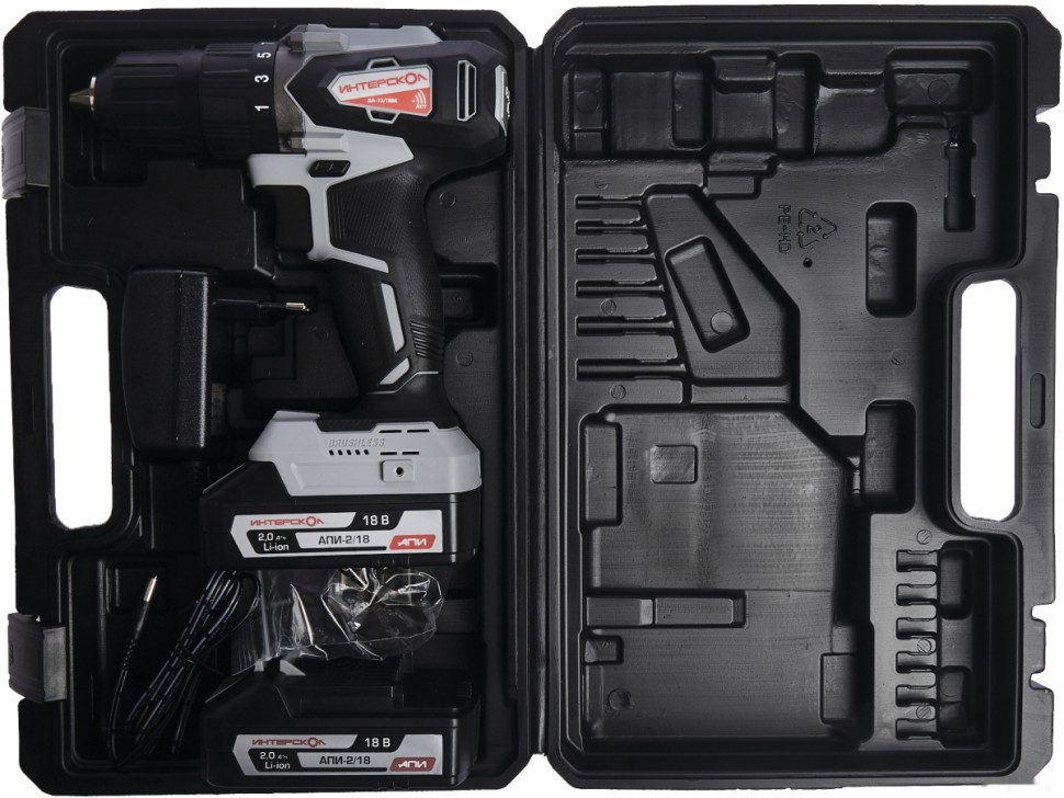 Дрель-шуруповерт Интерскол ДА-13/18ВК (с 2-мя АКБ, кейс)