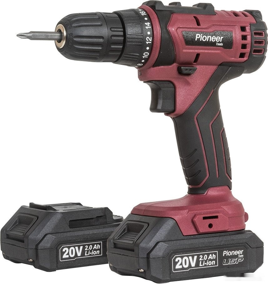 Дрель-шуруповерт Pioneer Tools CD-M2002C-USP (с 2-мя АКБ, кейс, оснастка)