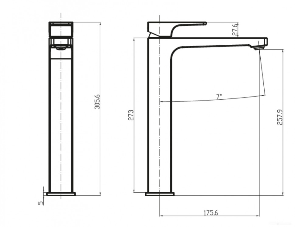Смеситель Villeroy & Boch Architectura Square TVW125002000