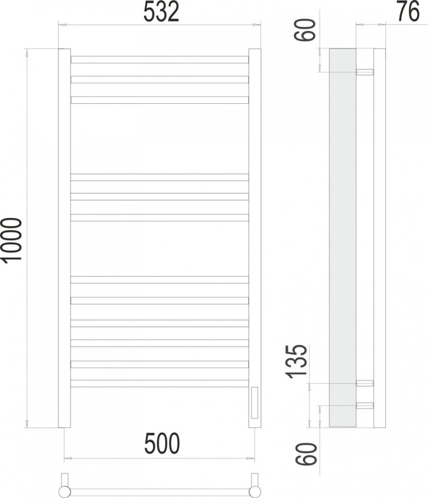 Полотенцесушитель Terminus Аврора П12 500x1000 (RAL 9003 белый, Quick Touch) Полотенцесушитель Terminus Аврора П12 500x1000 (RAL 9003 белый, Quick Touch)