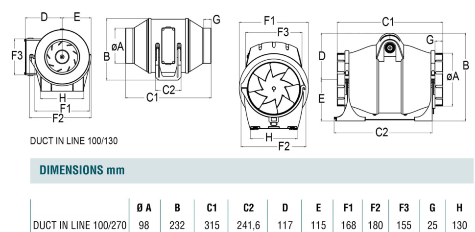 CATA Duct In-Line 100/270 CATA Duct In-Line 100/270