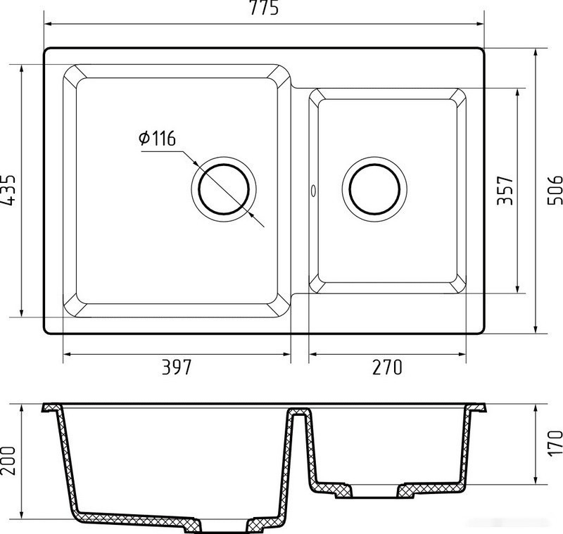 Кухонная мойка GranFest GF-P780K (кашемир) Кухонная мойка GranFest GF-P780K (кашемир)