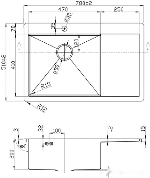 Кухонная мойка Zorg INOX R 7851 L 3мм