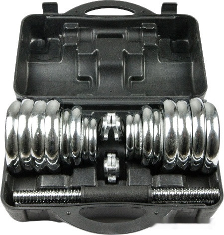 Набор гантелей Ametist хромированные в чемодане 30 кг