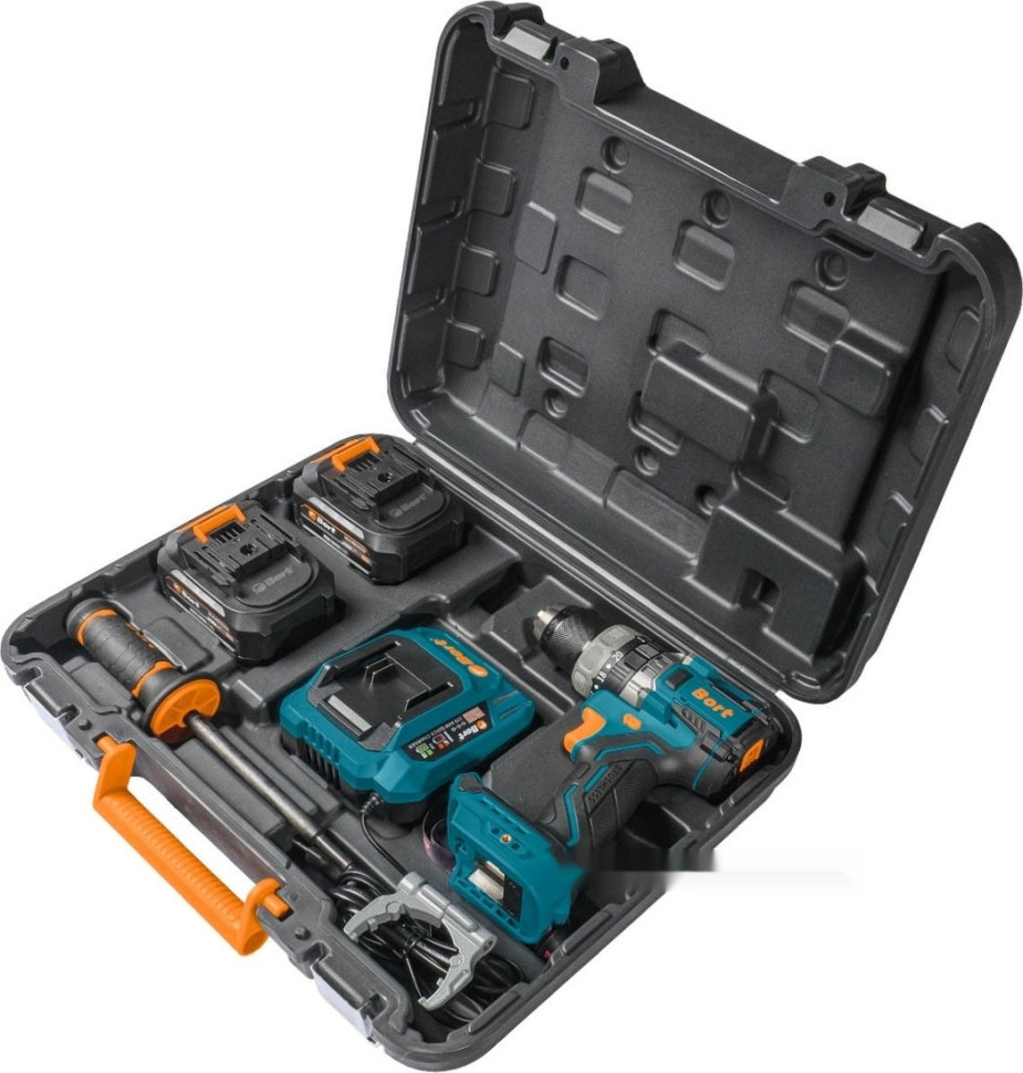 Ударная дрель-шуруповерт BORT BAB-21Ix2Li-XDK 93414943 (с 2-мя АКБ, кейс)