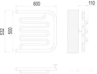 Полотенцесушитель Terminus Фокстрот-Лиана 1&quot; 500x600 бп (хром)