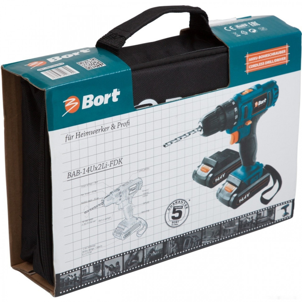 Дрель-шуруповерт BORT BAB-14Ux2Li-FDK (с 2-мя АКБ) Дрель-шуруповерт BORT BAB-14Ux2Li-FDK (с 2-мя АКБ)