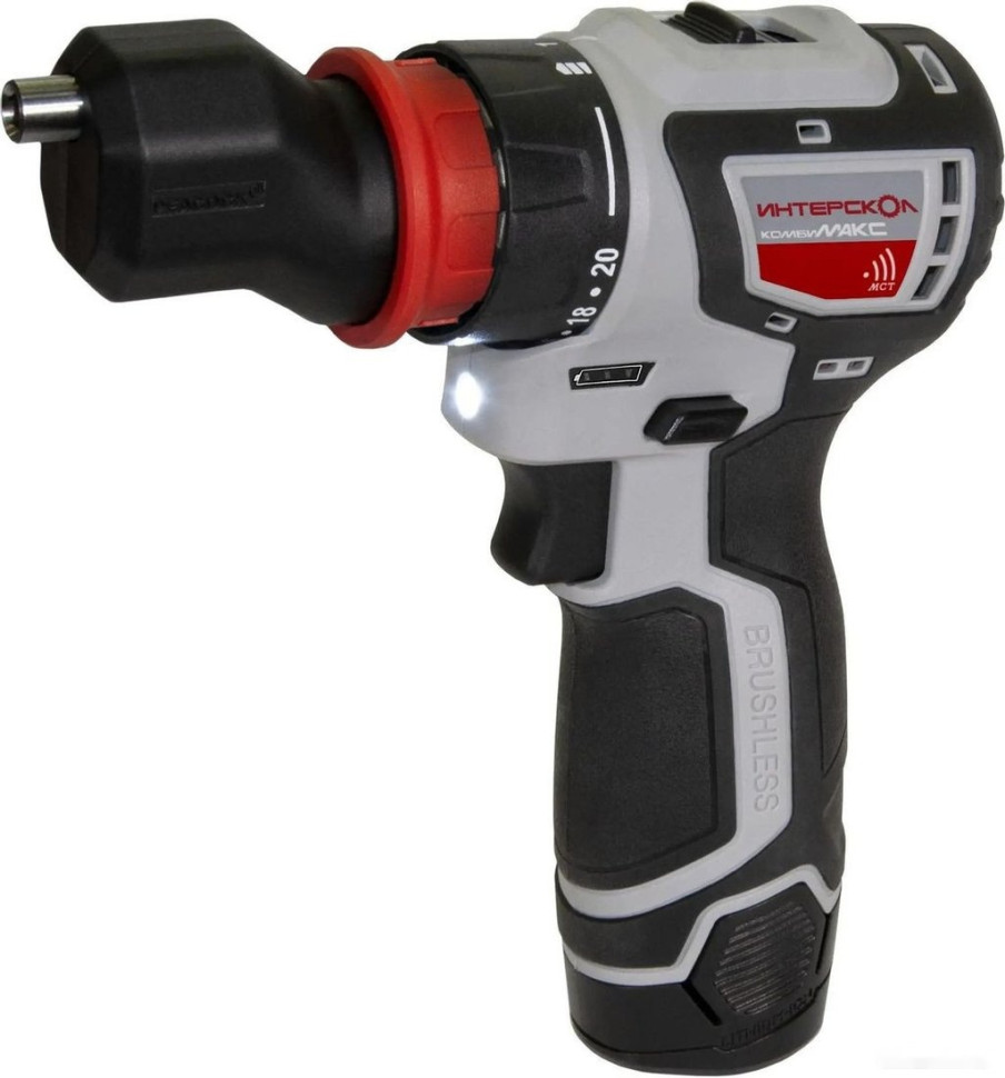 Дрель-шуруповерт Интерскол КомбиМАКС ДА-10/12В 36 687.2.2.78 (с 2-мя АКБ, сумка, набор патронов) Дрель-шуруповерт Интерскол КомбиМАКС ДА-10/12В 36 687.2.2.78 (с 2-мя АКБ, сумка, набор патронов)