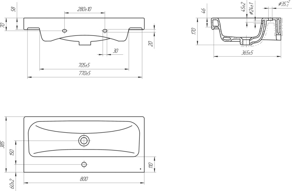 Умывальник Cersanit Moduo 80 Slim Умывальник Cersanit Moduo 80 Slim